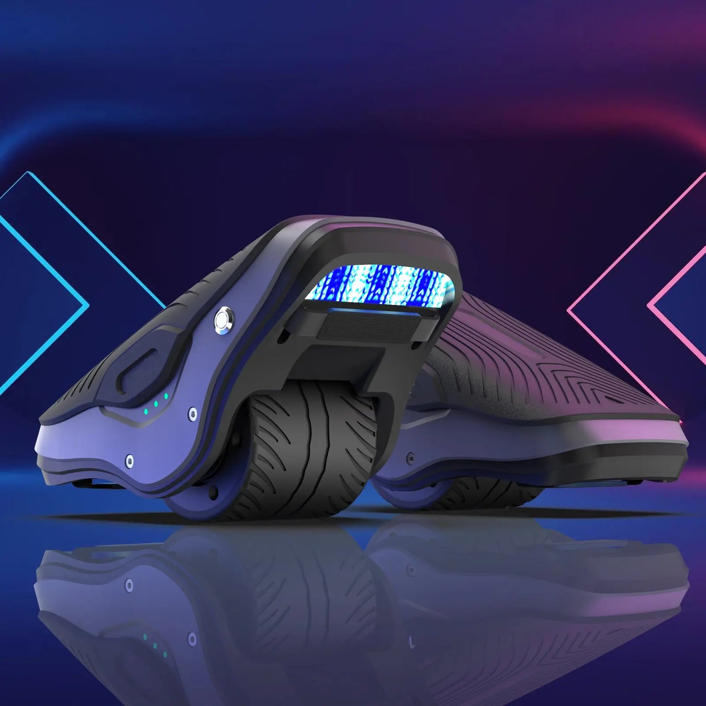 Illuminate your path with these stylish hover shoes equipped with vibrant blue LED lights. Combine fashion and functionality for the ultimate urban commute.