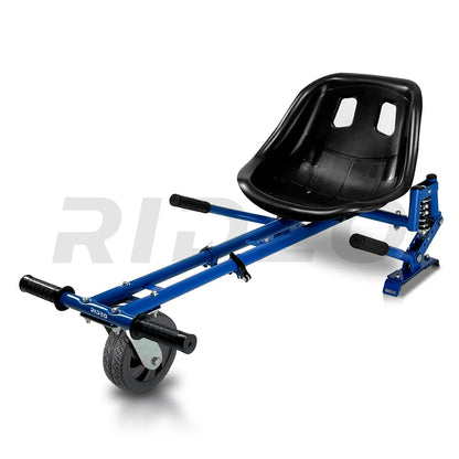 Top view showcasing the ergonomic design of the RIDEO Hoverboard Go-Kart A5, featuring a comfortable seat and adjustable frame for all age groups.