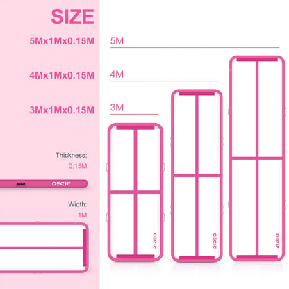 Showcasing air tracks in various sizes and dimensions