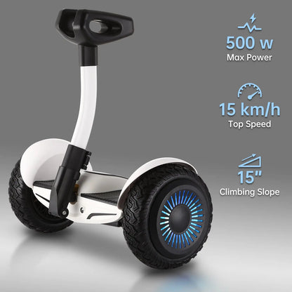 Equipped with a 500W motor, a top speed of 15 km/h, and a 15-inch climbing slope capability, the RIDEO 11 inch hoverboard is your ultimate partner for off-road adventures and efficient city commuting.